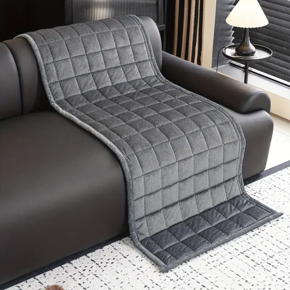 Quilted Bankhoes Mat – Zachte Ribfluweel met Antislip Achterkant, Bescherming tegen Krassen, Machinewasbaar, Meerdere Maten