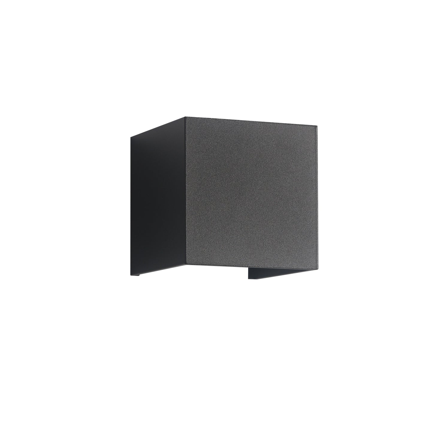 Strakke, vierkante wandlamp in zwart met een minimalistisch ontwerp en een open onderkant voor LED-verlichting. Perfect voor een moderne en verfijnde interieurstijl.
