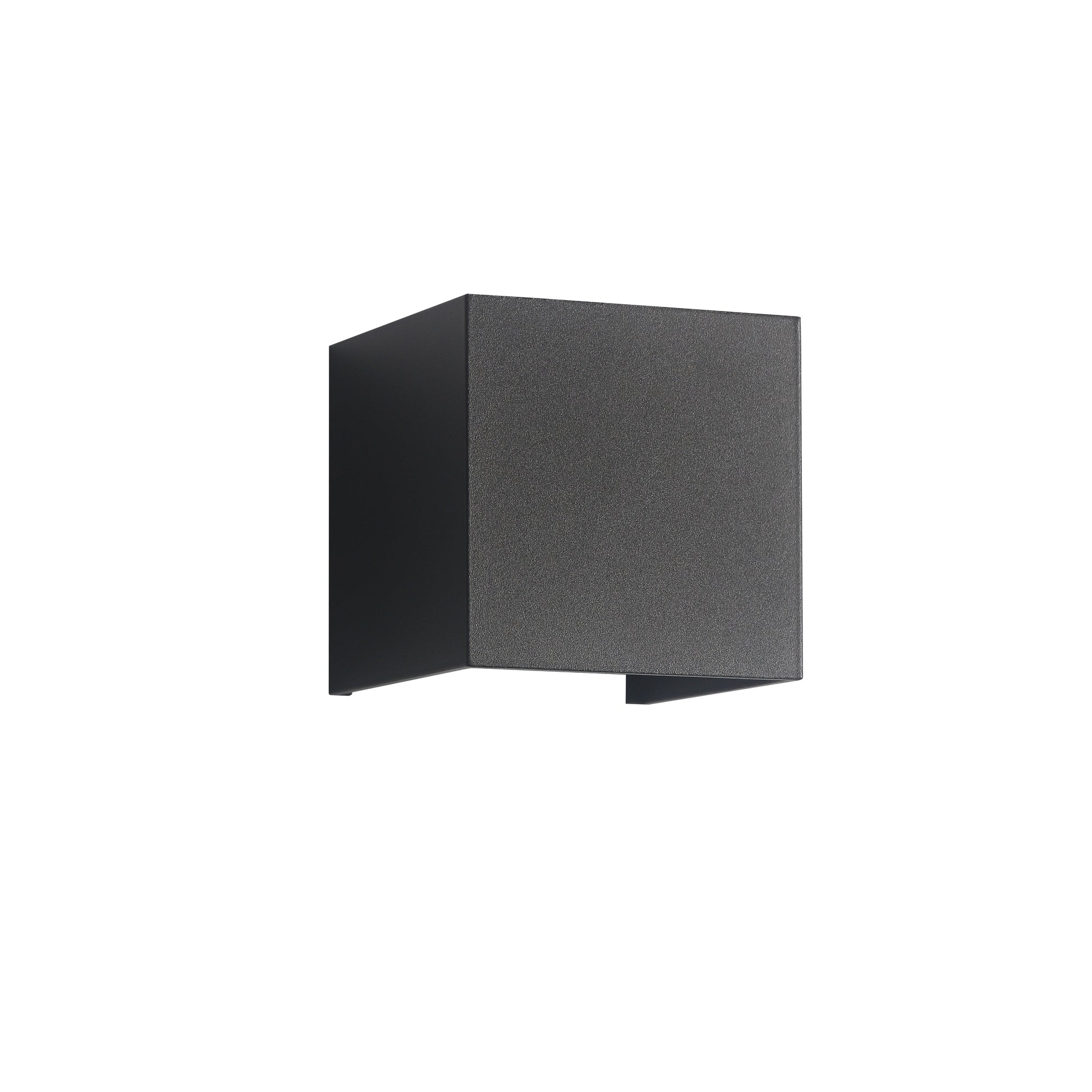 Strakke, vierkante wandlamp in zwart met een minimalistisch ontwerp en een open onderkant voor LED-verlichting. Perfect voor een moderne en verfijnde interieurstijl.