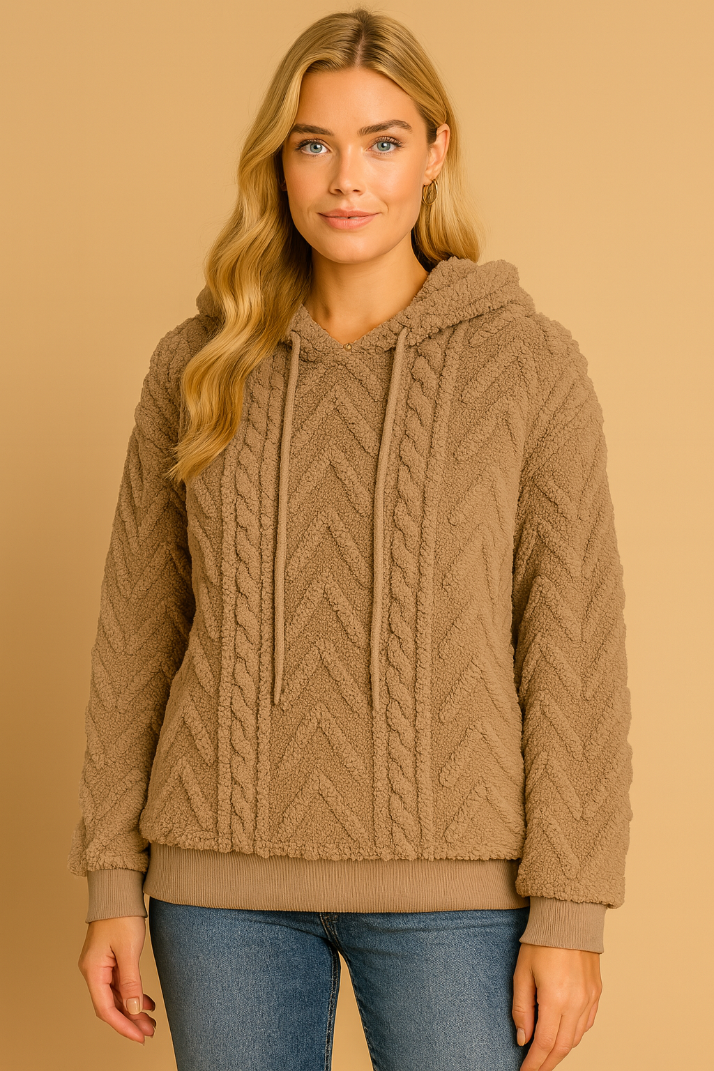 Dames Hoodie Zacht Geometrisch Patroon Warm en Comfortabel