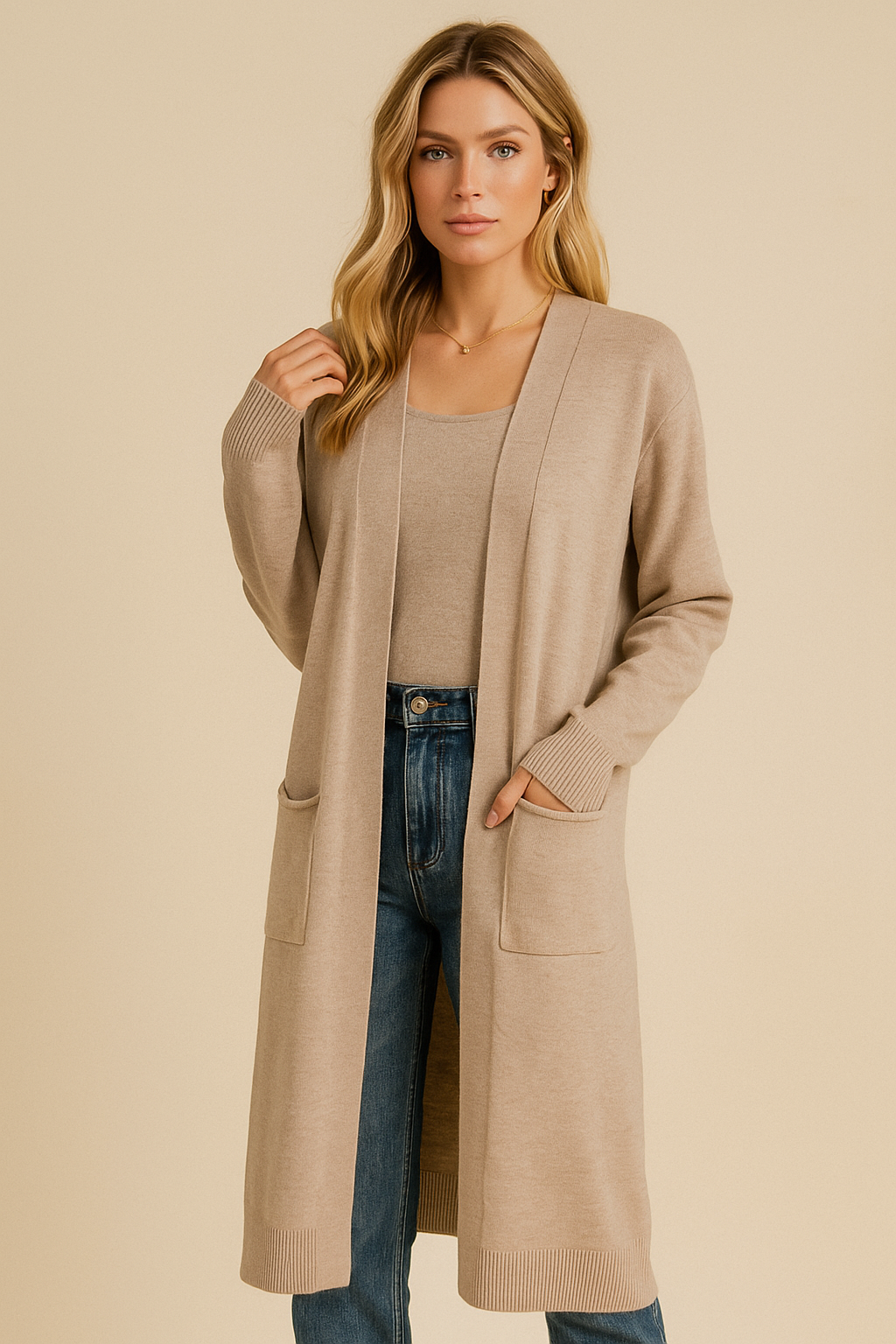 Dames Gebreide Vest Lange Stijl Trendy Kleding - StudioMarella