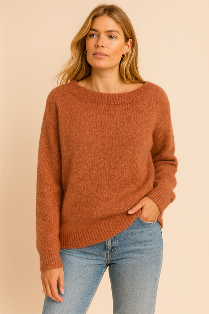 Dames Trui Gebreid Ronde Hals Boothals Warm - StudioMarella