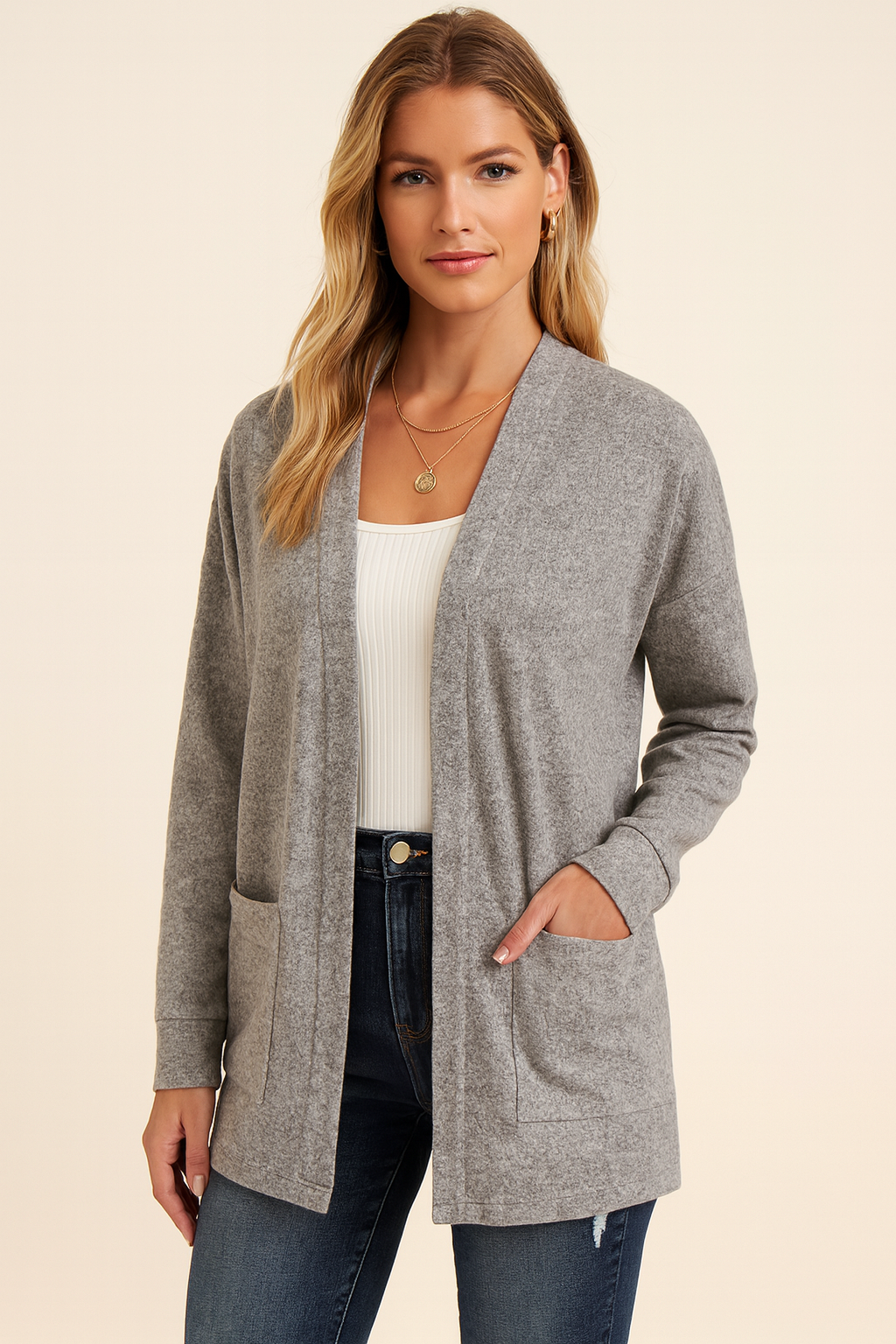 Dames Vest Met Zakken Elegant Lange Mouw - StudioMarella
