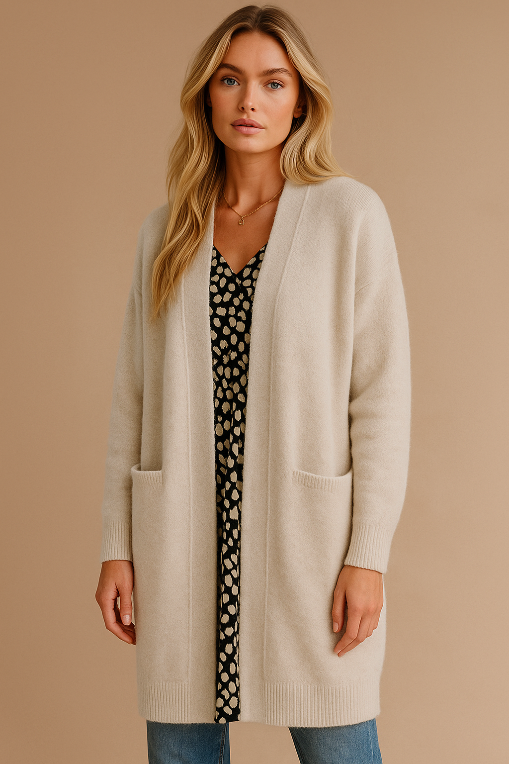 Dames Gebreide Vest Lange Model Warm en Elegaat - StudioMarella