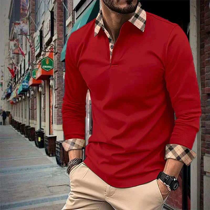 Herenshirt Lange Mouwen Klassieke Poloshirt Standaard Fit