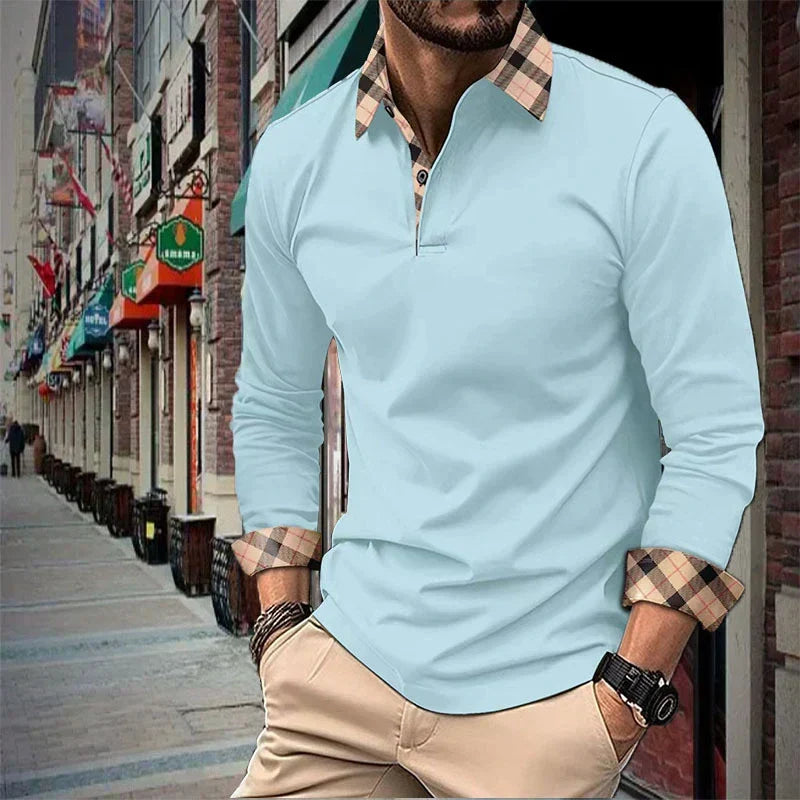 Herenshirt Lange Mouwen Klassieke Poloshirt Standaard Fit
