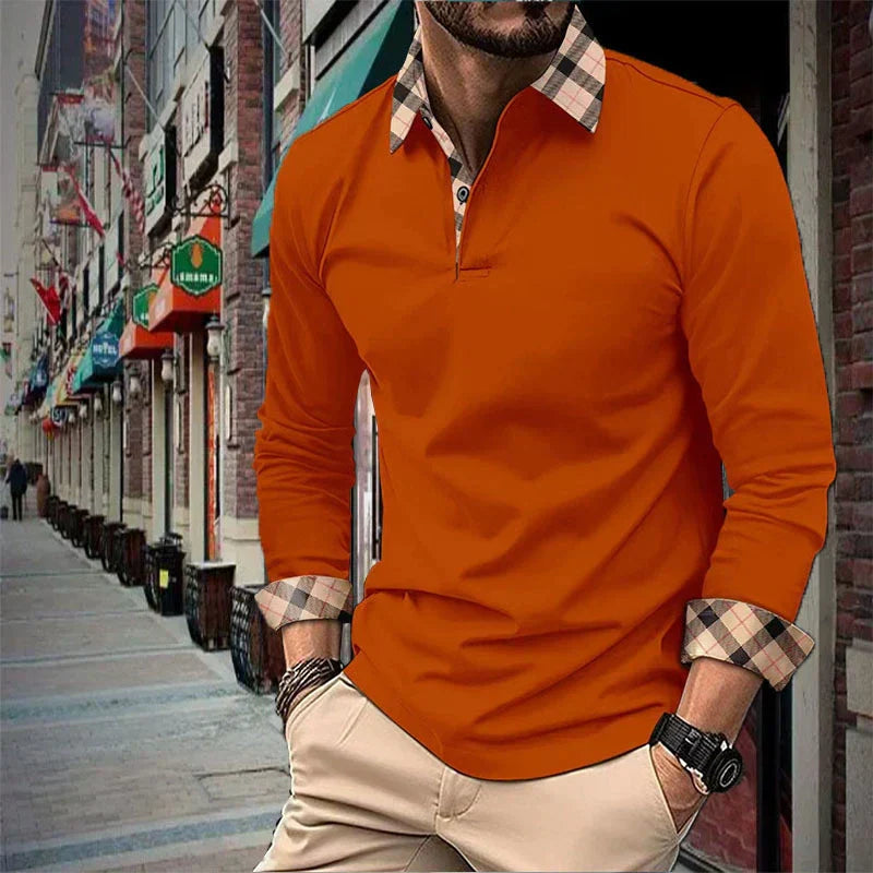 Herenshirt Lange Mouwen Klassieke Poloshirt Standaard Fit - StudioMarella