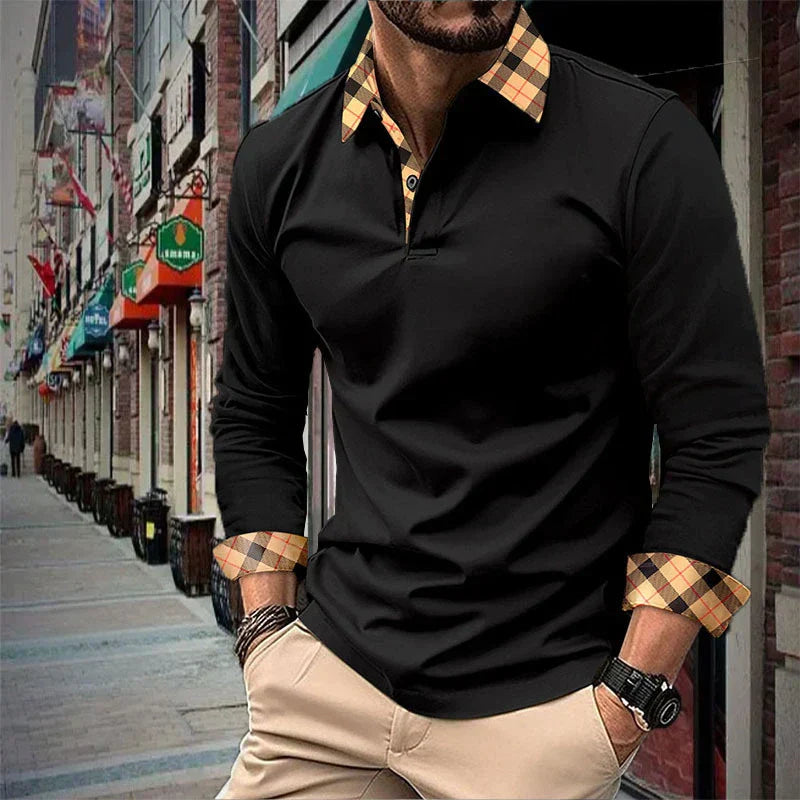 Herenshirt Lange Mouwen Klassieke Poloshirt Standaard Fit