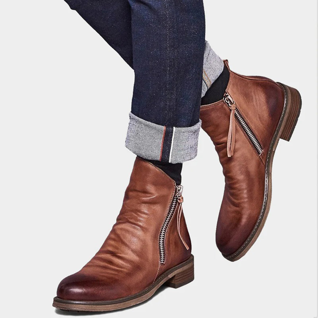 Leren Chelsea Boots Mannen Elegant Design Zwart