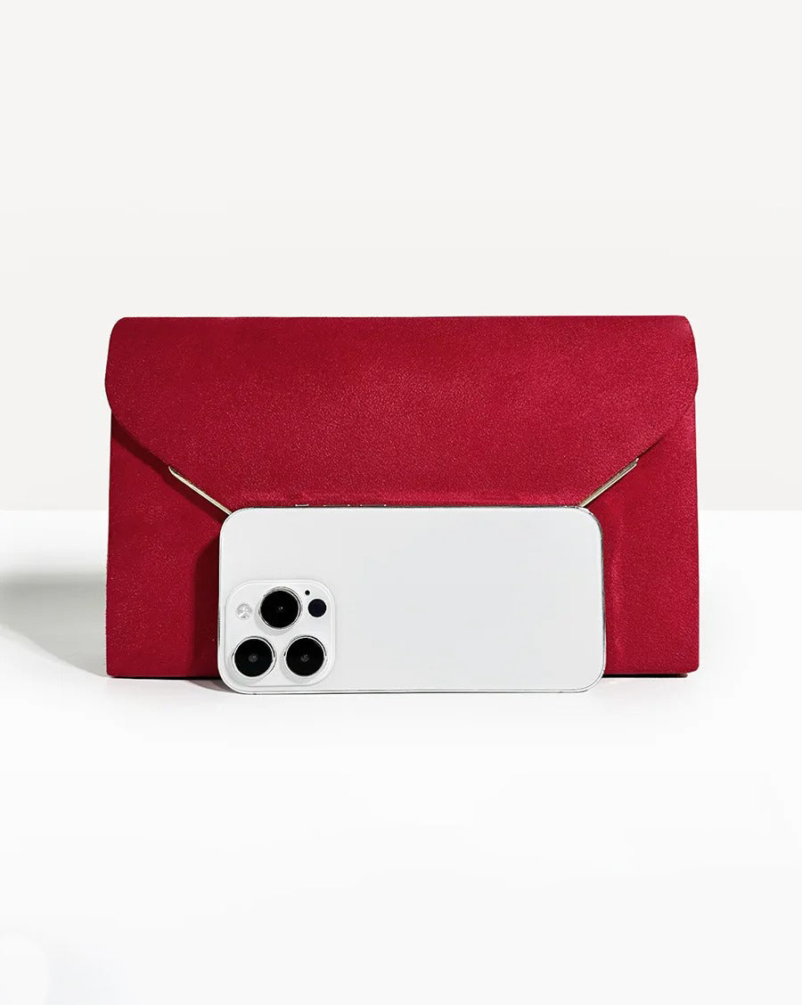Fluwelen Avondclutch Suède Look Elegant