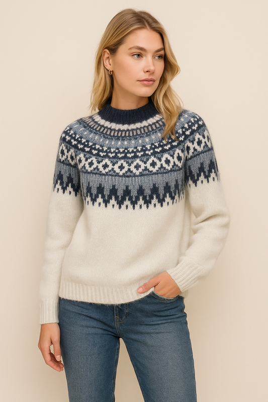 Dames Trui Gebreid Noors Patroon Warme Wintertrui - StudioMarella