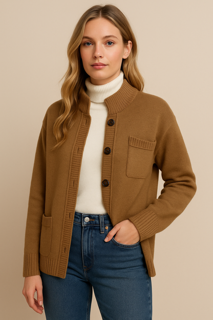 Dames Vest Zacht Gebreid met Staande Kraag - StudioMarella
