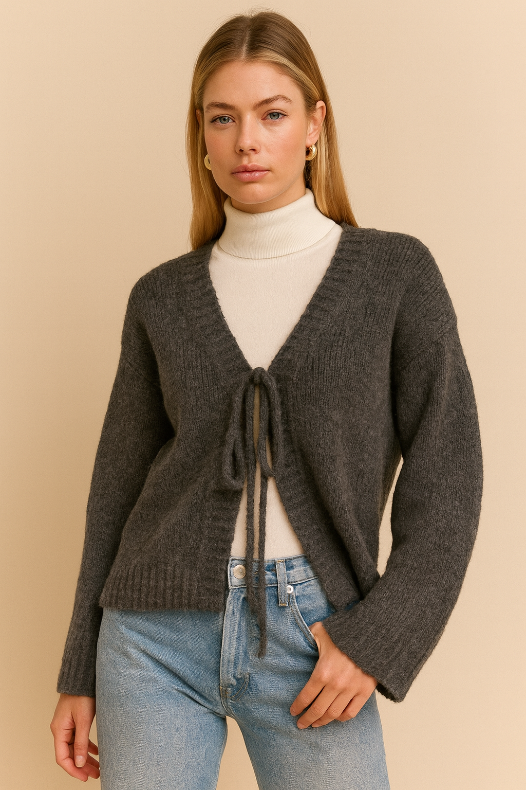 Dames Gebreide Vest Met Strik Sluiting Elegante Look - StudioMarella