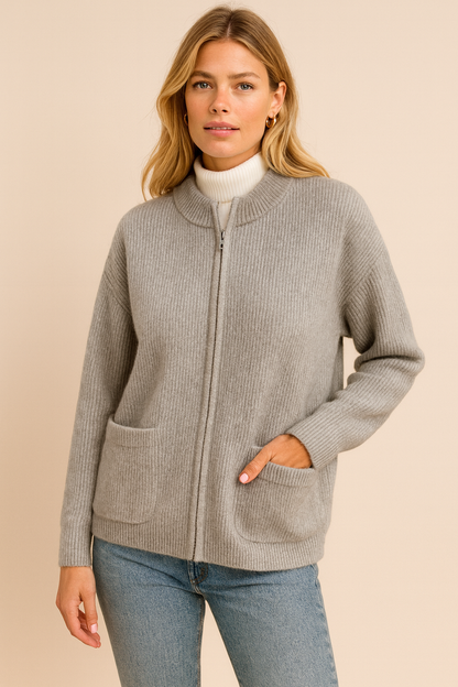 Damesvest Zwart Gebreid Met Ritssluiting