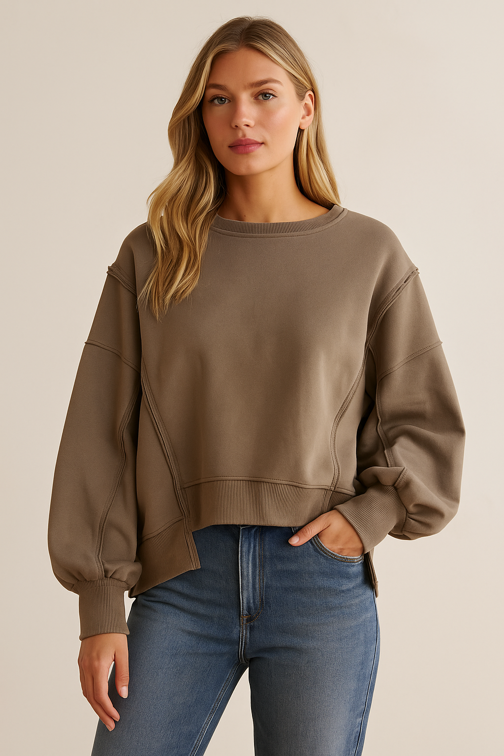 Dames Sweater Warme Losse Trui met Rauwe Boorden - StudioMarella