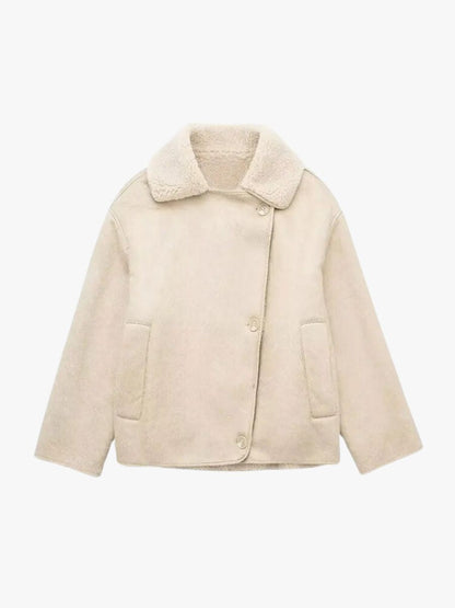 Fleece Jack met Kunstleer en Stijlvol Design Warm en Comfortabel