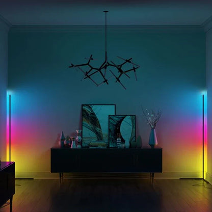 Moderne Hoek Vloerlamp Met Geïntegreerde LED Verlichting En Slim Ruimtebesparend Design