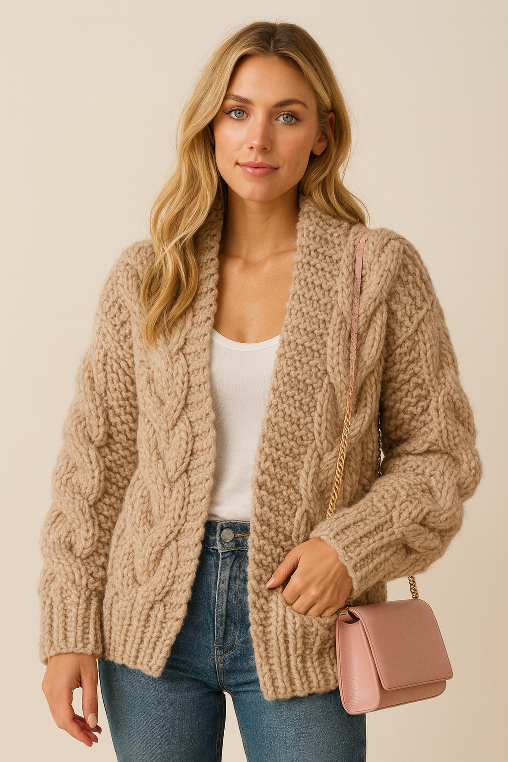 Dames Vest Gebreid Kabelpatroon Stijlvol Warm - StudioMarella