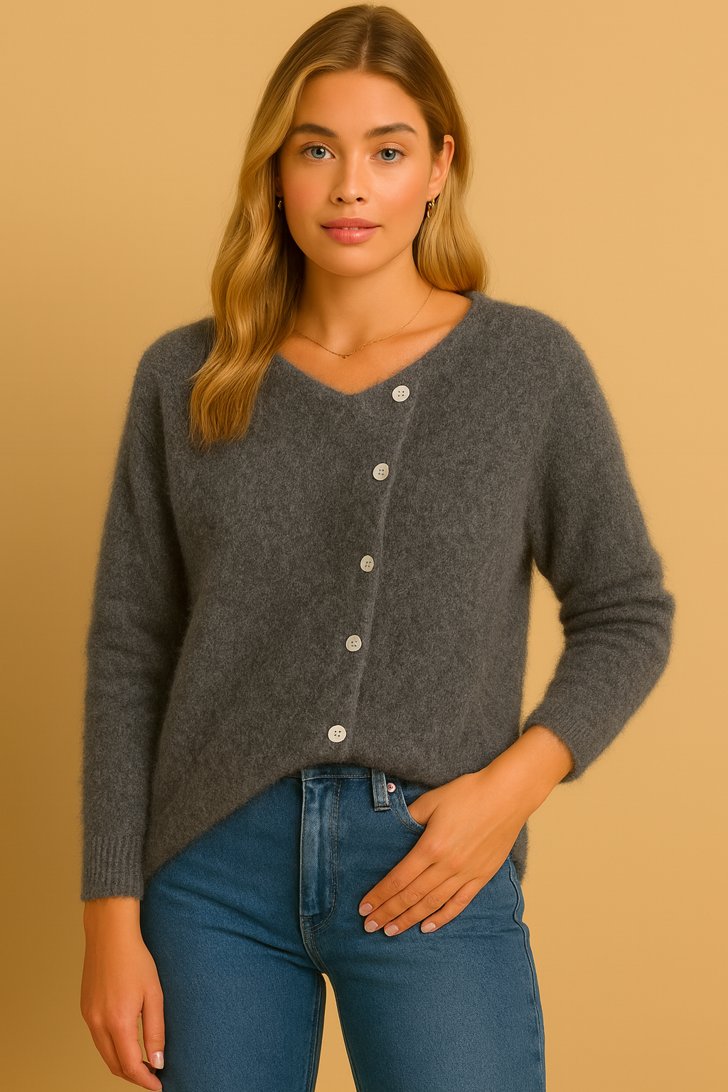 Dames Vest Wollen Knopen Warm en Stijlvol