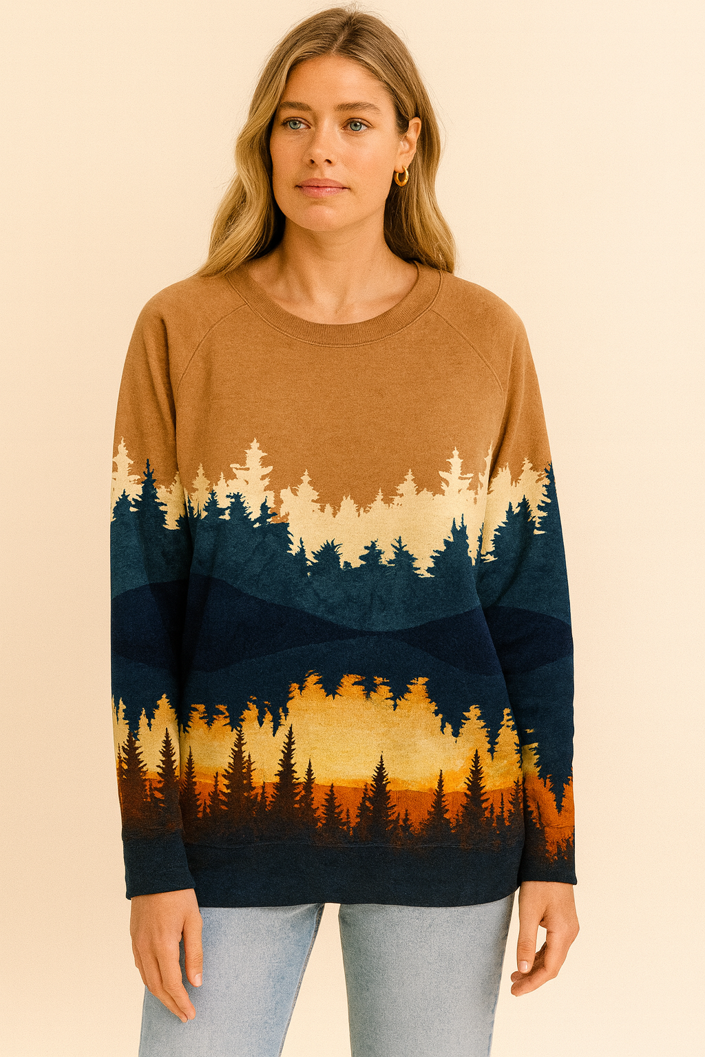 Dames Trui Warm en Comfortabel met Natuurlijke Print