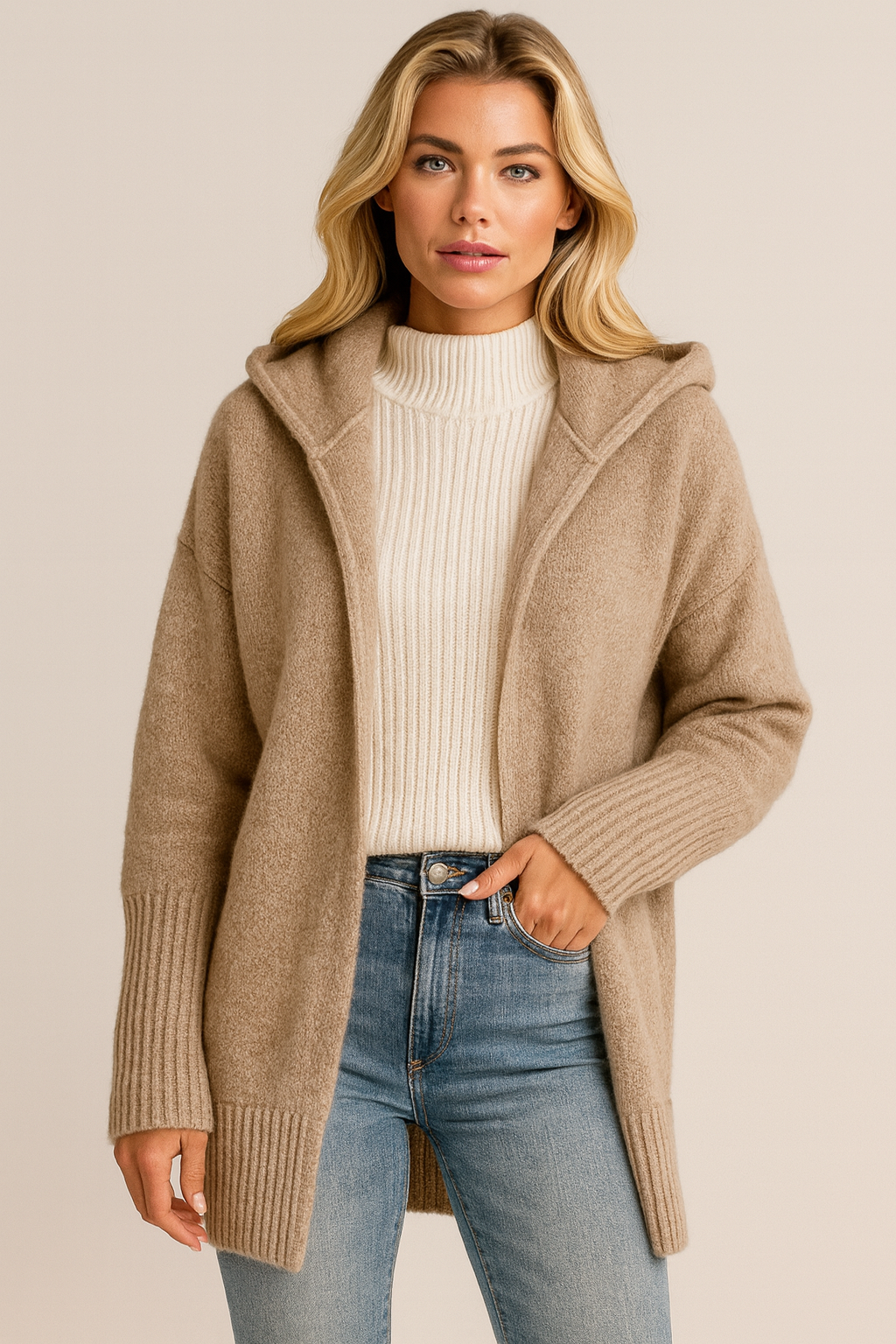Dames Vest Capuchon Zacht Warm Gebreid - StudioMarella