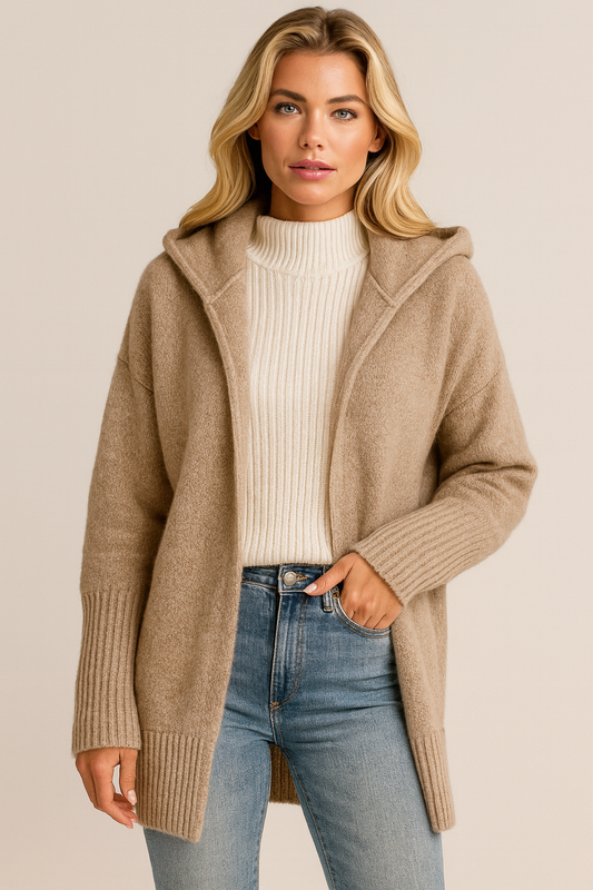 Dames Vest Capuchon Zacht Warm Gebreid - StudioMarella