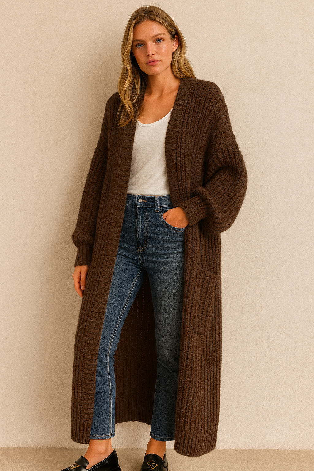 Dames Vest Lange Gebreide Stijlvol Trendy - StudioMarella