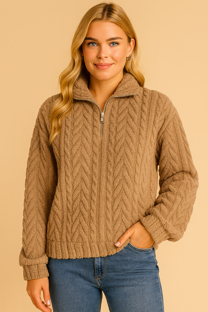 Dames Fleece Trui Warm en Zacht met Hoge Kraag