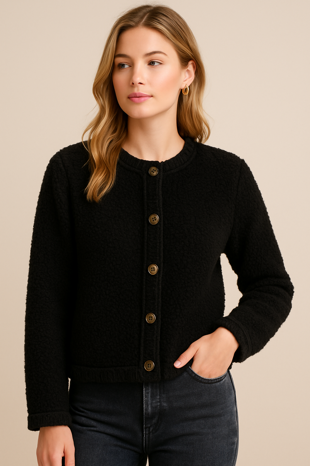 Dames Teddyjas Overshirt Met Knopen Zacht En Warm