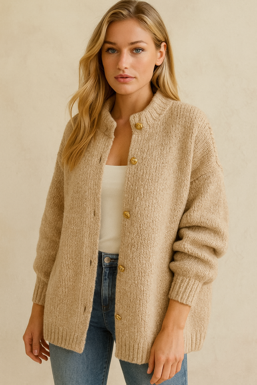 Dames Gebreide Vest Hoge Hals Warm en Stijlvol - StudioMarella