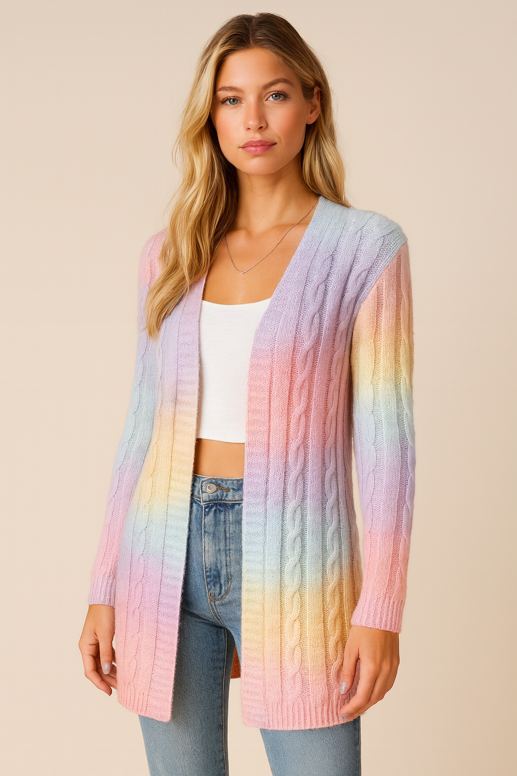 Dames Vest Gebreid Regenboogkleuren Warm en Stijlvol - StudioMarella