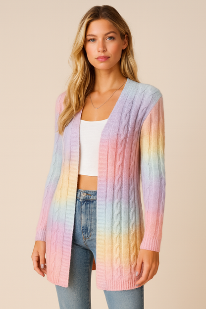 Dames Vest Gebreid Regenboogkleuren Warm en Stijlvol - StudioMarella