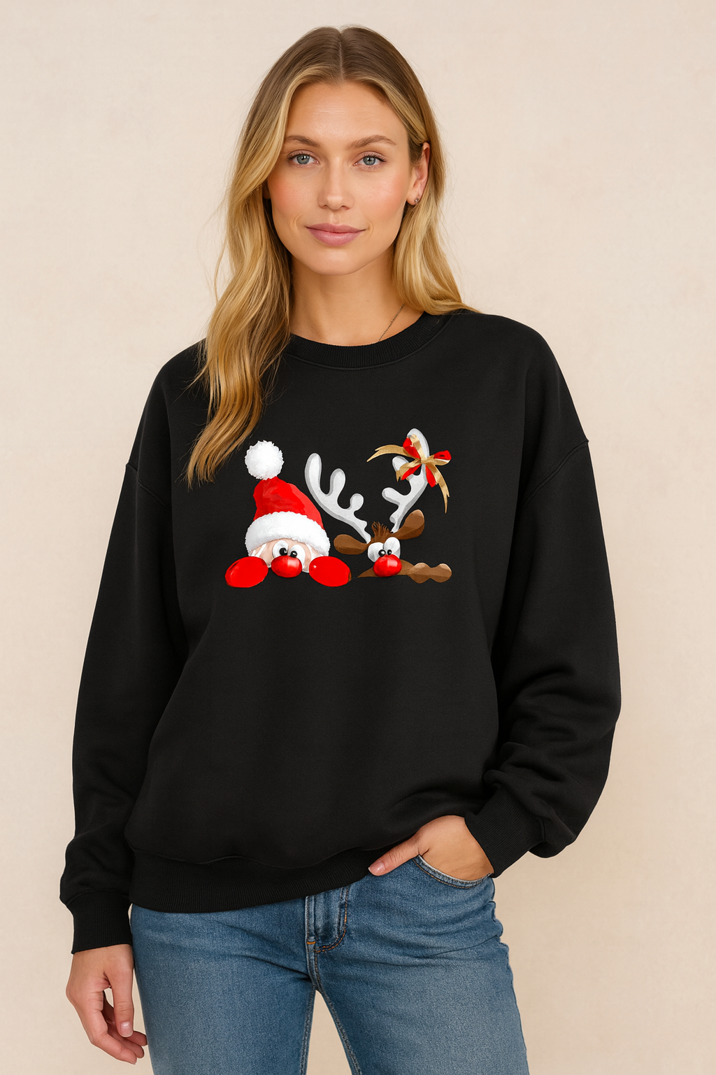 Dames Kersttrui Rendierprint Warme Festieve Trui - StudioMarella