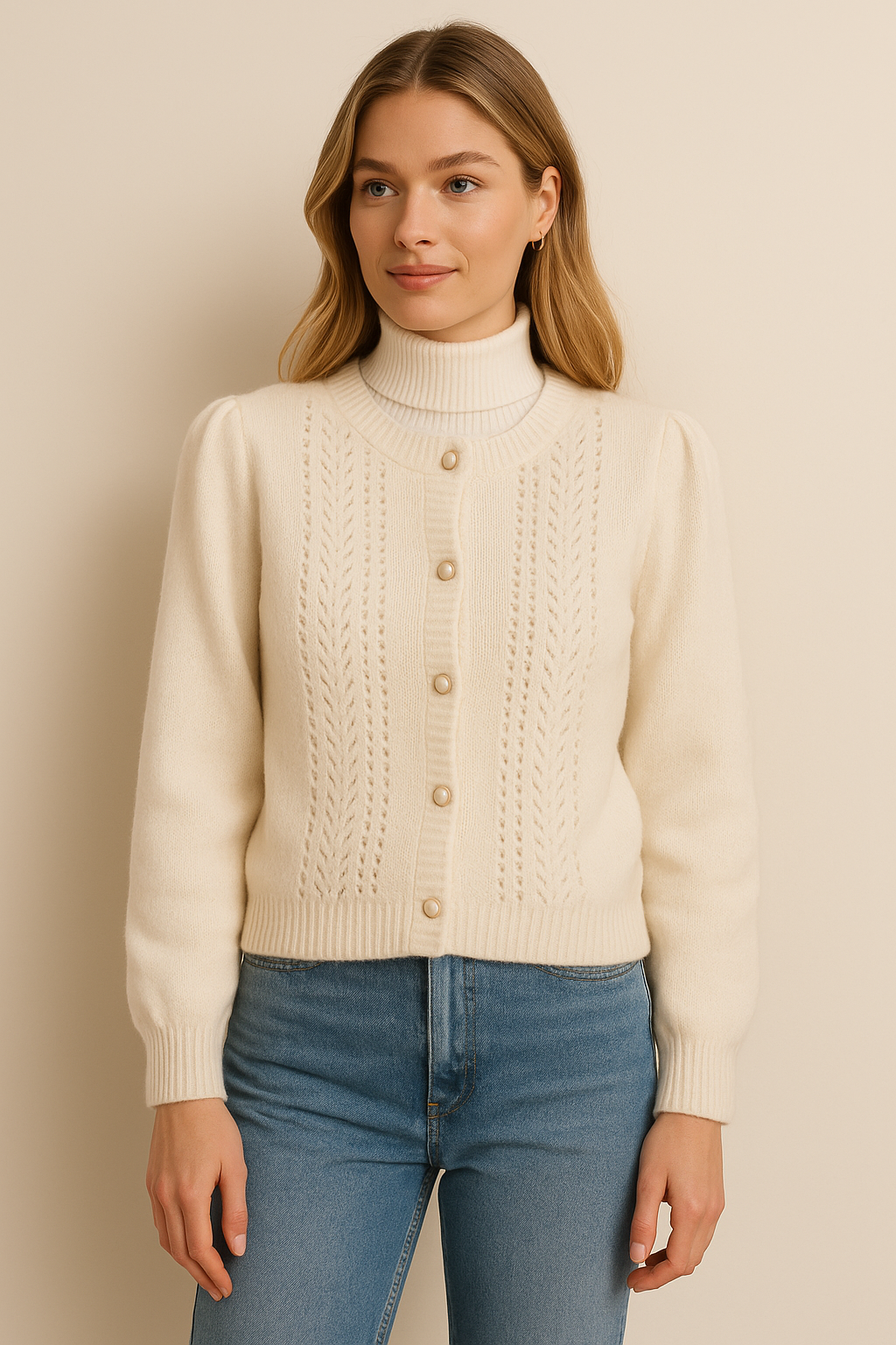 Dames Vest Fijngebreid Ronde Hals Met Knopen → Dames Vest Fijn Gebreid Ronde Hals Met Knopen - StudioMarella