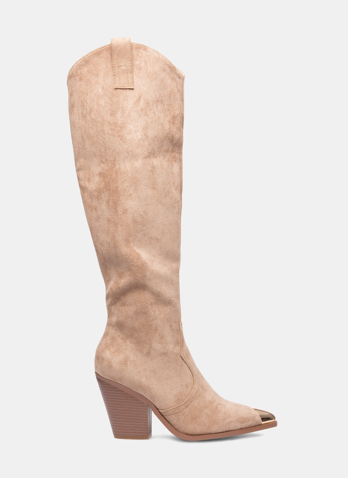 Dames Western Laarzen met Hoge Schacht en Blokhak Cowboy Stijl Leer-Look