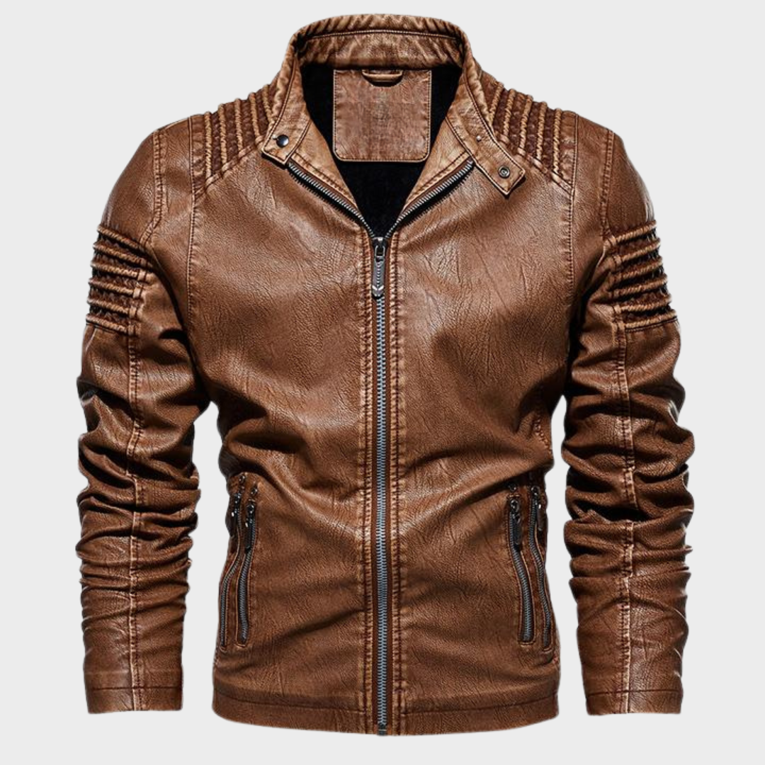 Leren Motorjack Heren Zwart Biker Stijl