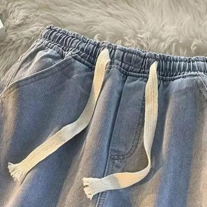 Zwarte Joggingbroek Unisex Denim Comfortabele Fit