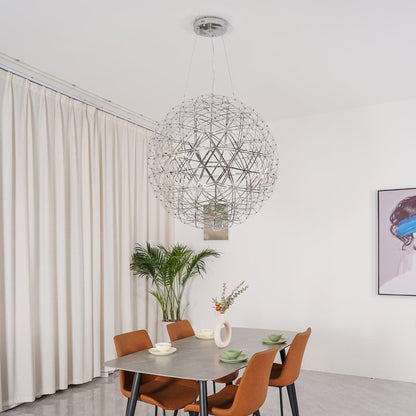 LED Hanglamp Bol Zilver Sfeerverlichting Moderne Lichtbol met Dimbare Lichtpunten Transparante Kristalbol Decoratief Scandinavisch Warm Wit Industrieel Design Interieurlamp