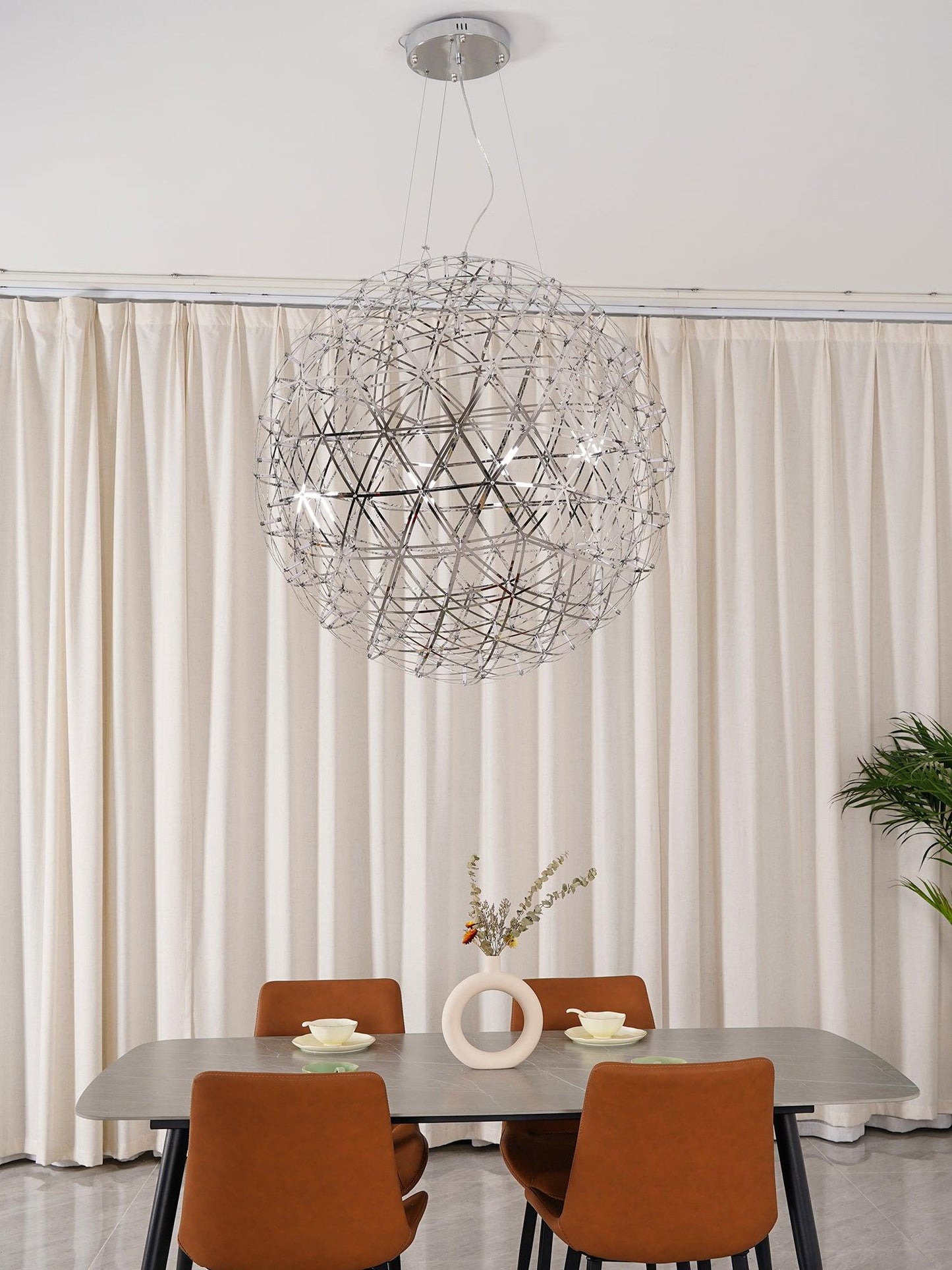 LED Hanglamp Bol Zilver Sfeerverlichting Moderne Lichtbol met Dimbare Lichtpunten Transparante Kristalbol Decoratief Scandinavisch Warm Wit Industrieel Design Interieurlamp
