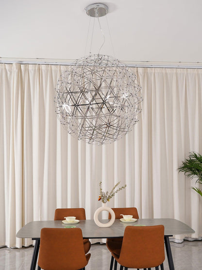LED Hanglamp Bol Zilver Sfeerverlichting Moderne Lichtbol met Dimbare Lichtpunten Transparante Kristalbol Decoratief Scandinavisch Warm Wit Industrieel Design Interieurlamp