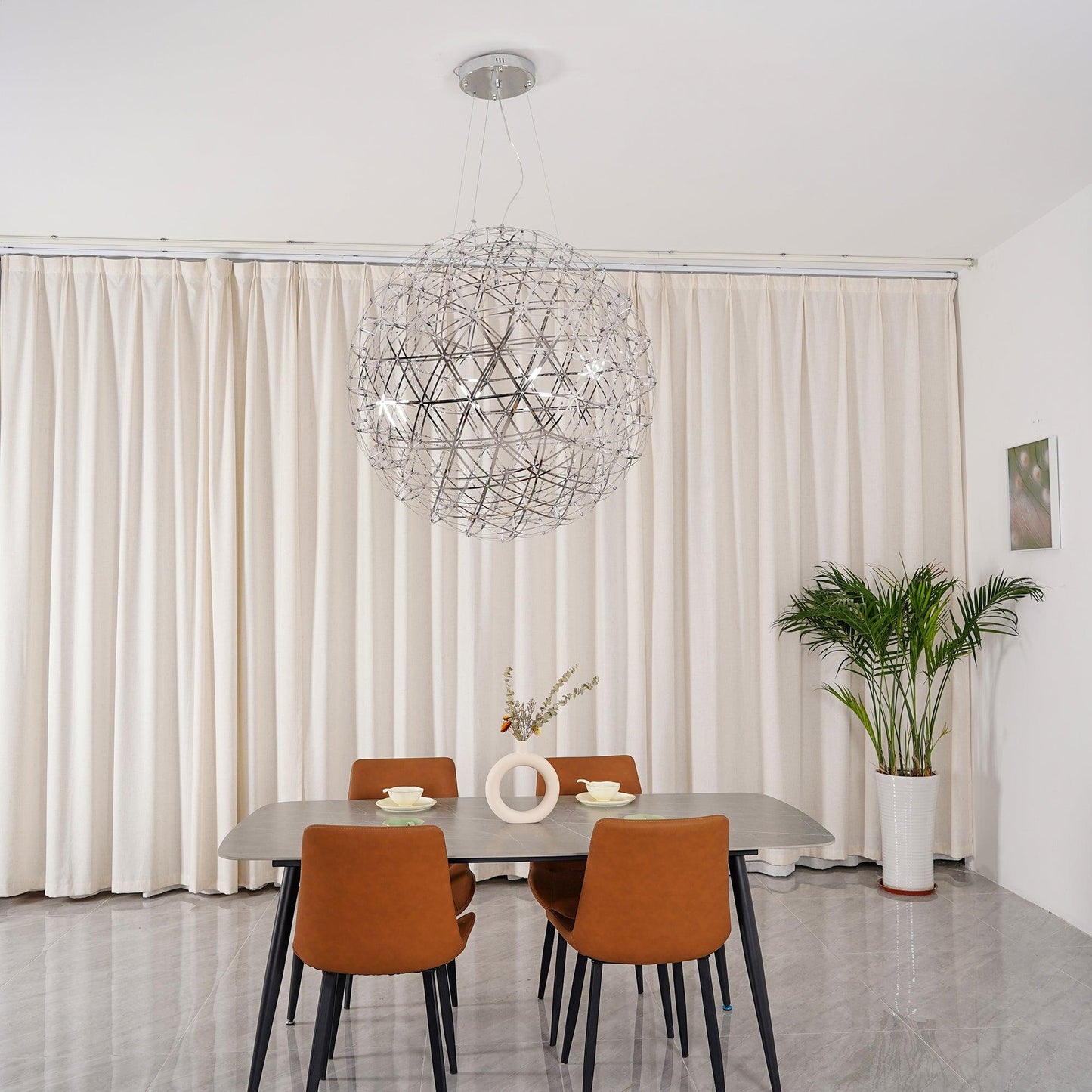 LED Hanglamp Bol Zilver Sfeerverlichting Moderne Lichtbol met Dimbare Lichtpunten Transparante Kristalbol Decoratief Scandinavisch Warm Wit Industrieel Design Interieurlamp