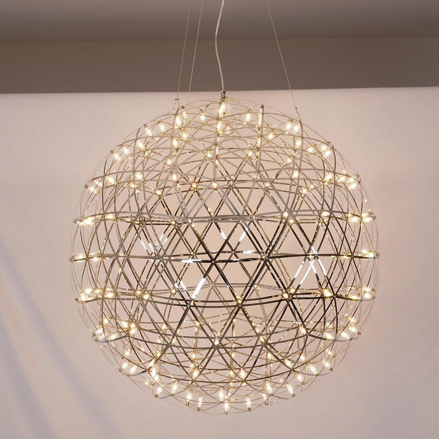 LED Hanglamp Bol Zilver Sfeerverlichting Moderne Lichtbol met Dimbare Lichtpunten Transparante Kristalbol Decoratief Scandinavisch Warm Wit Industrieel Design Interieurlamp