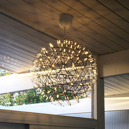 LED Hanglamp Bol Zilver Sfeerverlichting Moderne Lichtbol met Dimbare Lichtpunten Transparante Kristalbol Decoratief Scandinavisch Warm Wit Industrieel Design Interieurlamp