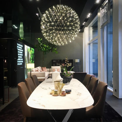 LED Hanglamp Bol Zilver Sfeerverlichting Moderne Lichtbol met Dimbare Lichtpunten Transparante Kristalbol Decoratief Scandinavisch Warm Wit Industrieel Design Interieurlamp