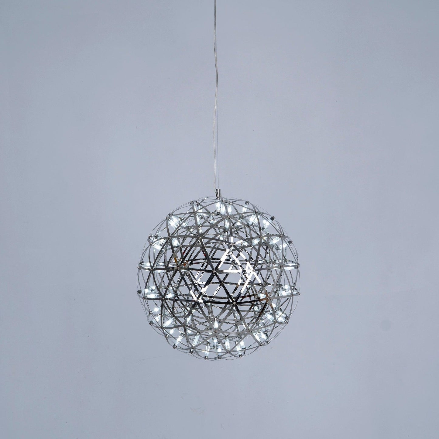 LED Hanglamp Bol Zilver Sfeerverlichting Moderne Lichtbol met Dimbare Lichtpunten Transparante Kristalbol Decoratief Scandinavisch Warm Wit Industrieel Design Interieurlamp