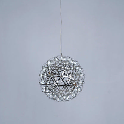 LED Hanglamp Bol Zilver Sfeerverlichting Moderne Lichtbol met Dimbare Lichtpunten Transparante Kristalbol Decoratief Scandinavisch Warm Wit Industrieel Design Interieurlamp