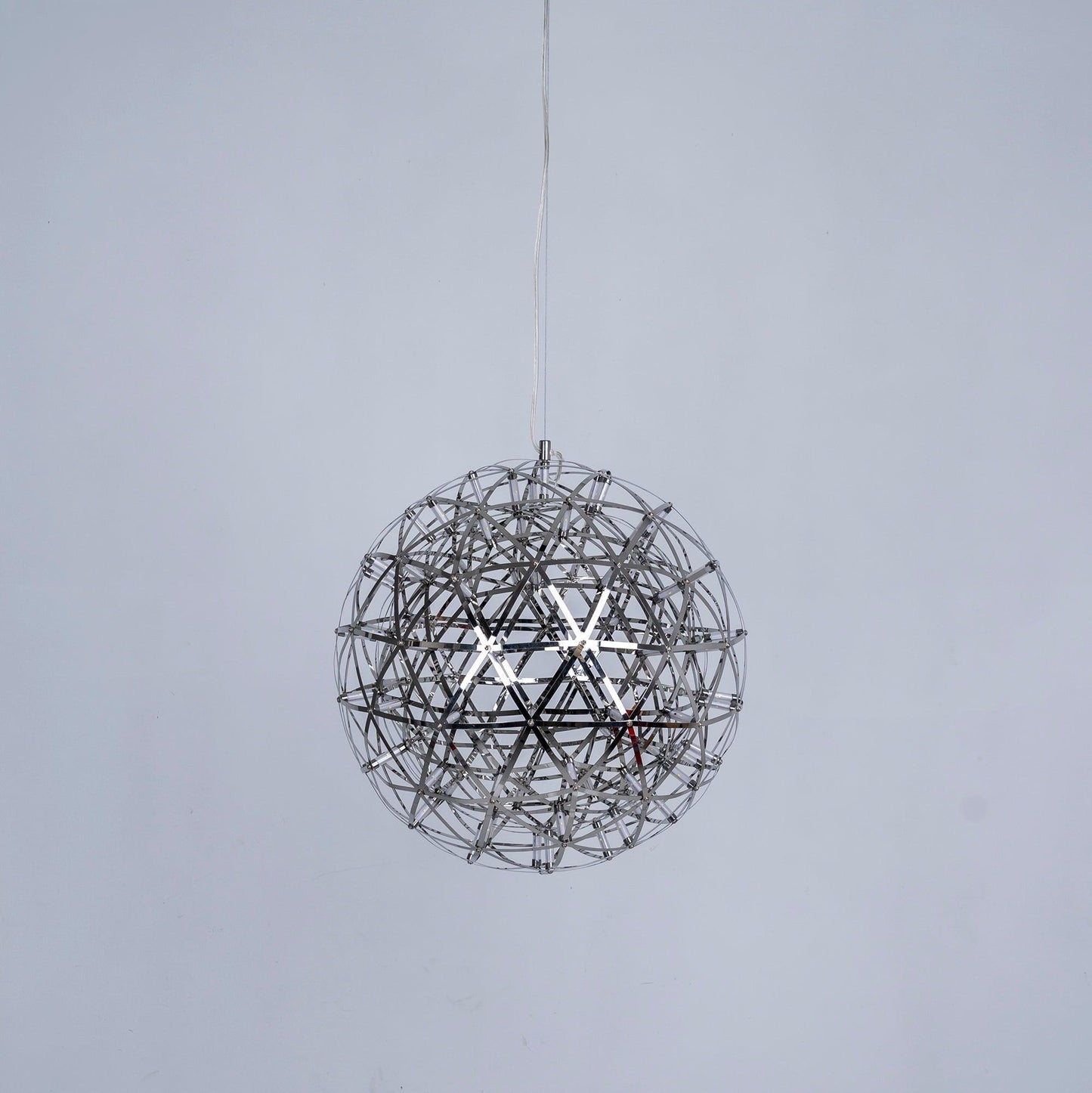 LED Hanglamp Bol Zilver Sfeerverlichting Moderne Lichtbol met Dimbare Lichtpunten Transparante Kristalbol Decoratief Scandinavisch Warm Wit Industrieel Design Interieurlamp