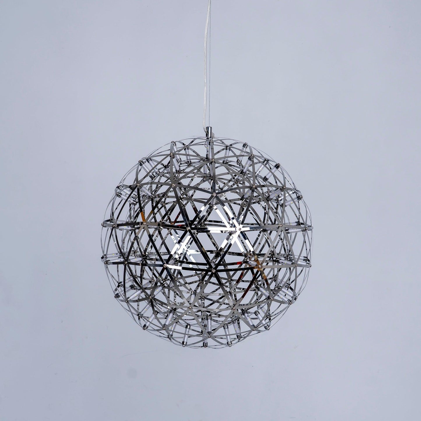 LED Hanglamp Bol Zilver Sfeerverlichting Moderne Lichtbol met Dimbare Lichtpunten Transparante Kristalbol Decoratief Scandinavisch Warm Wit Industrieel Design Interieurlamp