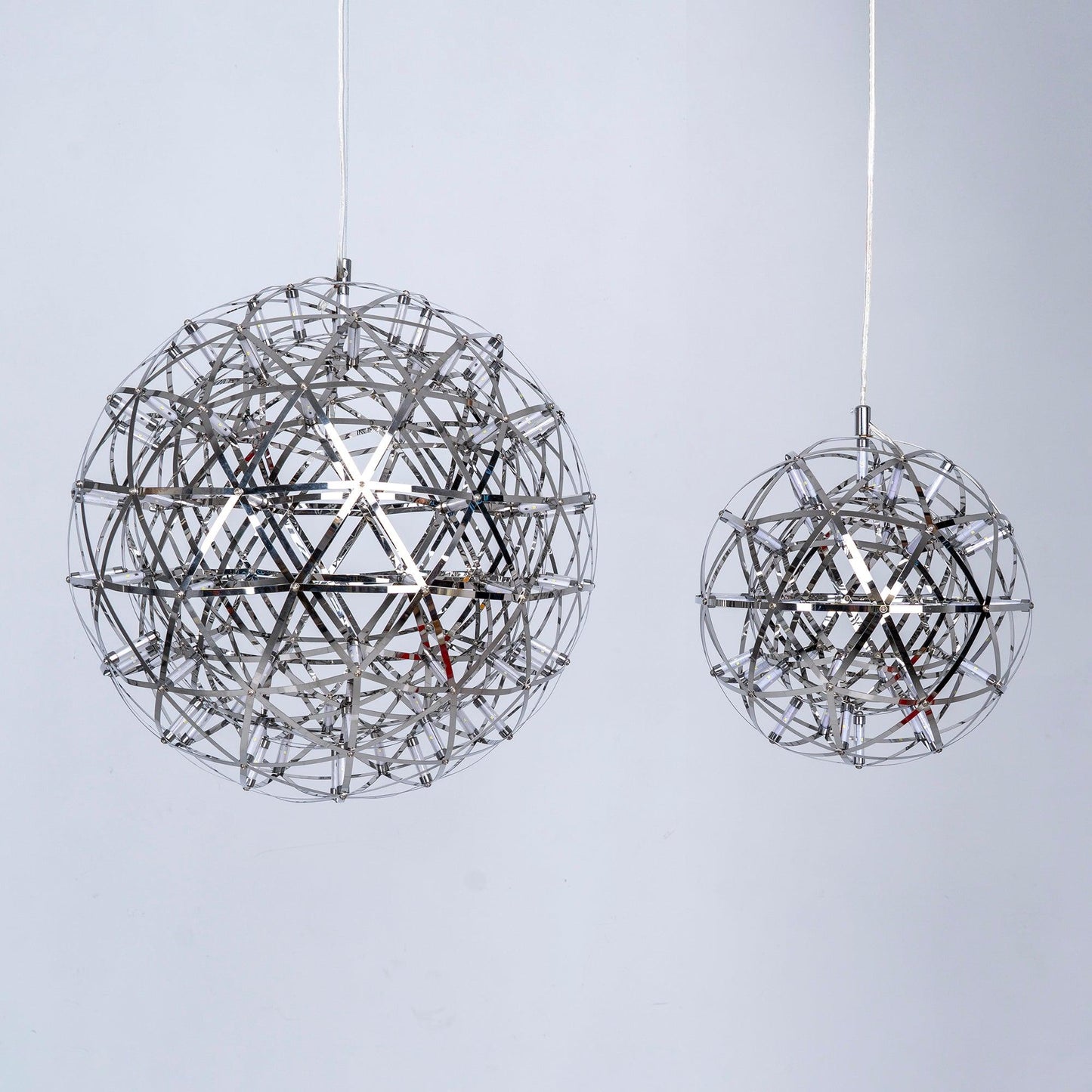 LED Hanglamp Bol Zilver Sfeerverlichting Moderne Lichtbol met Dimbare Lichtpunten Transparante Kristalbol Decoratief Scandinavisch Warm Wit Industrieel Design Interieurlamp