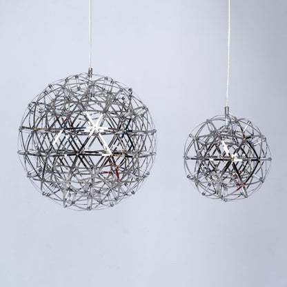 LED Hanglamp Bol Zilver Sfeerverlichting Moderne Lichtbol met Dimbare Lichtpunten Transparante Kristalbol Decoratief Scandinavisch Warm Wit Industrieel Design Interieurlamp